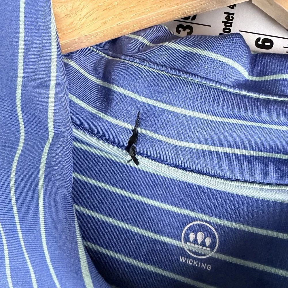 RLX Ralph Lauren Polo Shirt‎ Striped Performance Golf Stretch Blue White Men XL